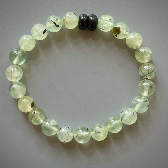 Hand Crafted Jewelry - Green Prehnite Handcrafted Bead Bracelet